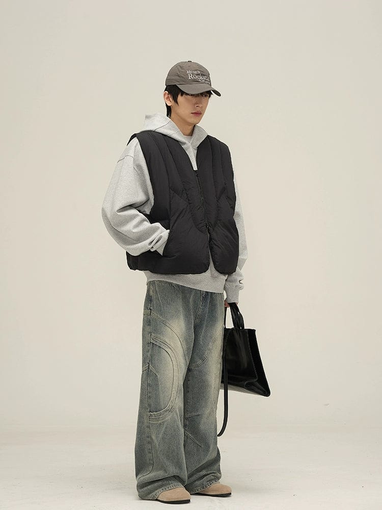 DECONSTRUCTED DENIM STRAIGHT JEANS