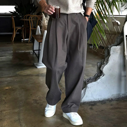 FOLDED PLEATED STRAIGHT PANTS
