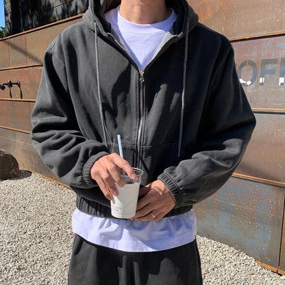 CHARCOAL GRAY ZIP-UP HOODIE & SWEATPANTS