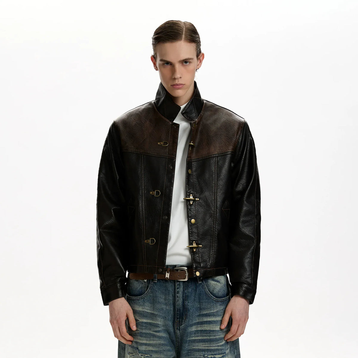 RT No. 50012 KNIGHT BUCKLE BOXY LEATHER JACKET