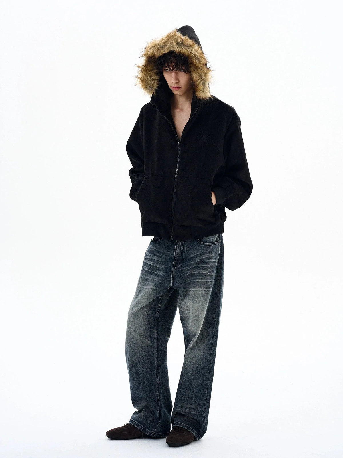 RT No. 29021 WASHED DENIM STRAIGHT JEANS