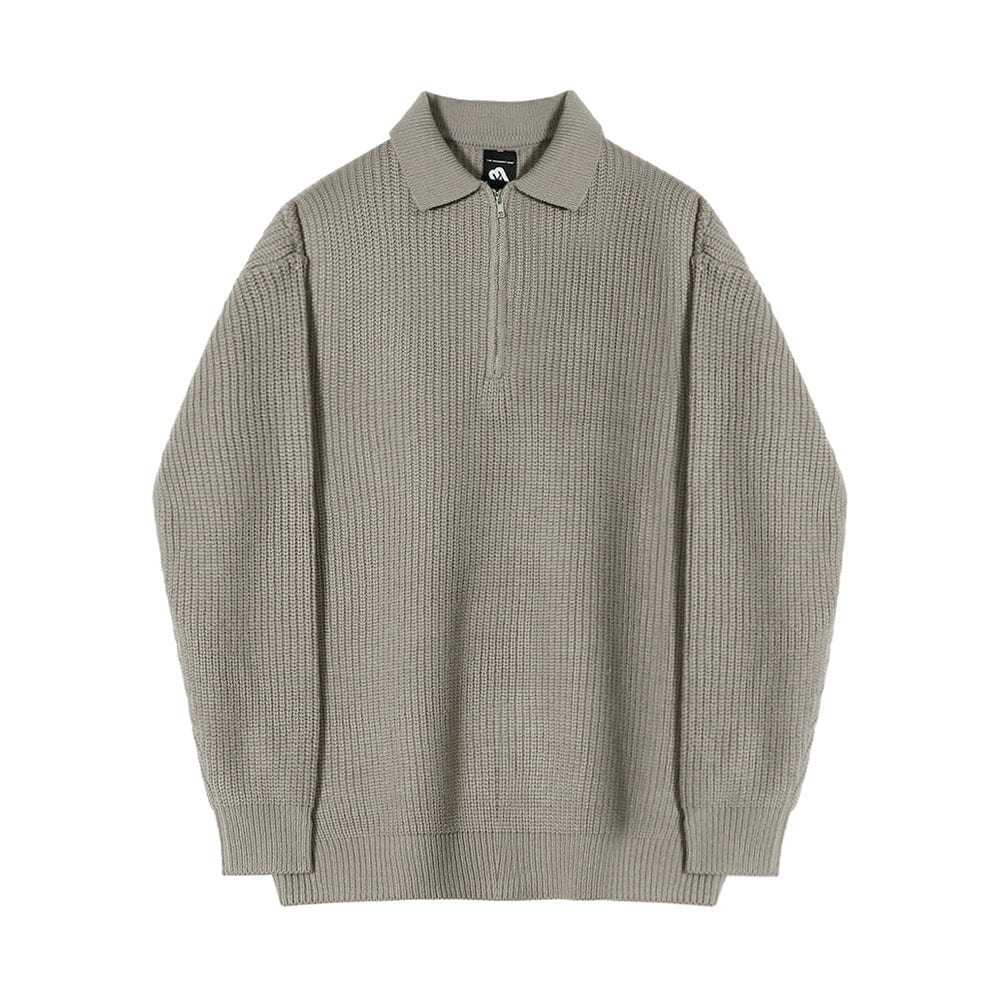 KNITTED HALF ZIP-UP COLLAR SWEATER