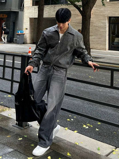 RT No. 25008 GRAY PILOT ZIP COLLAR JACKET