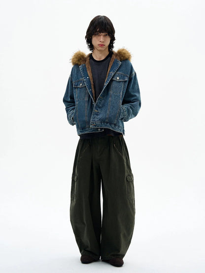 RT No. 32519 FUR HOODED DENIM JACKET