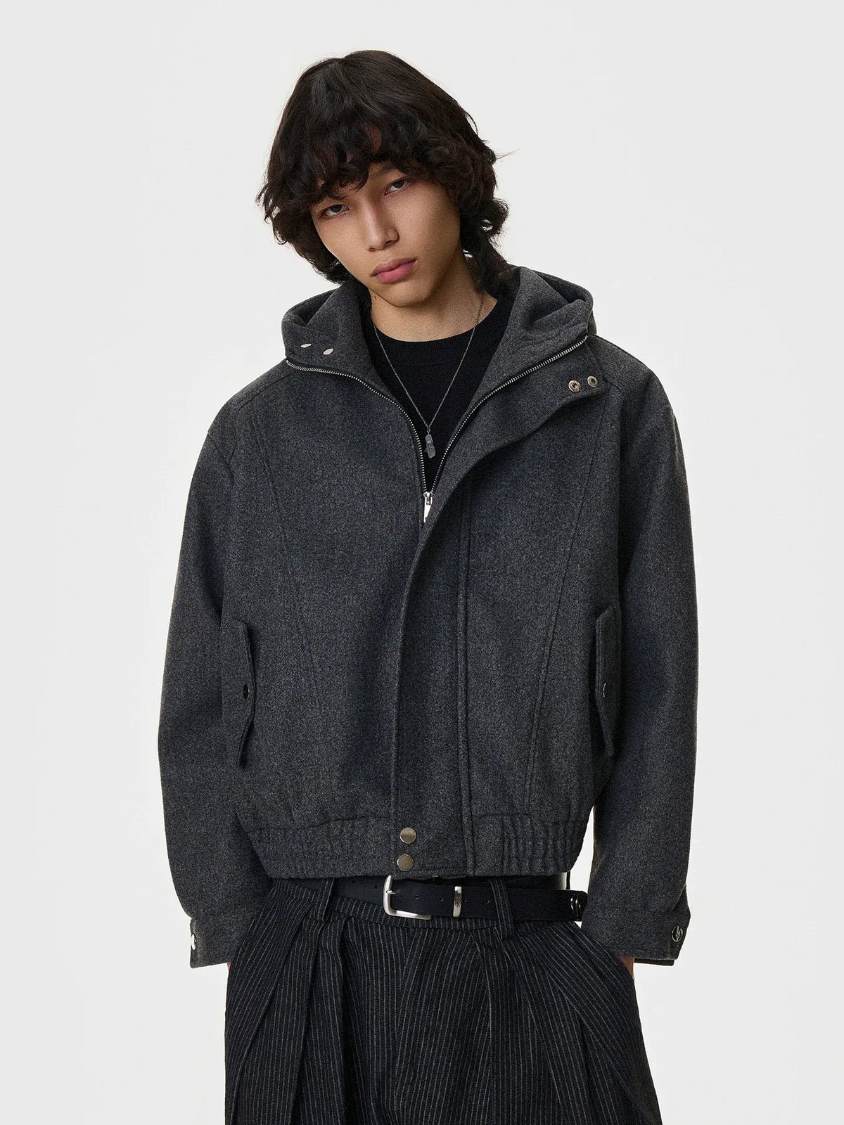 RT No. 50126 KAGE WOOLEN HOODED JACKET