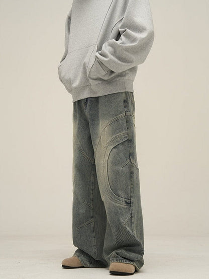DECONSTRUCTED DENIM STRAIGHT JEANS