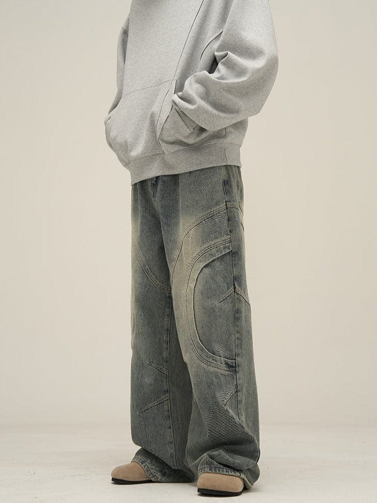 DECONSTRUCTED DENIM STRAIGHT JEANS