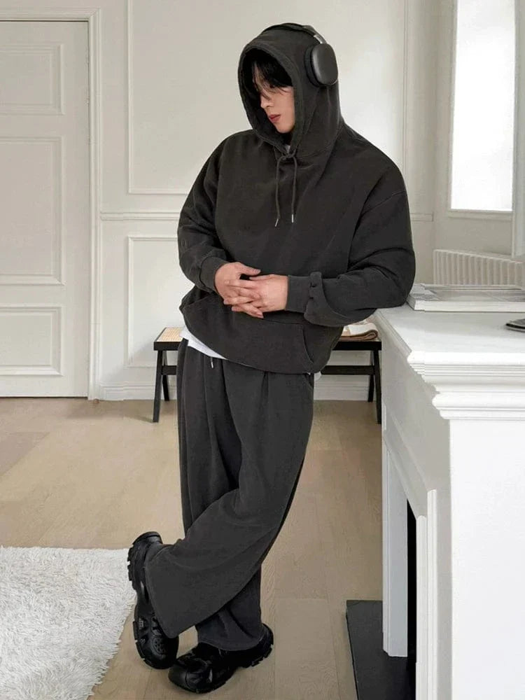 RT No. 25004 GRAY PULLOVER HOODIE & PLEATED SWEATPANTS