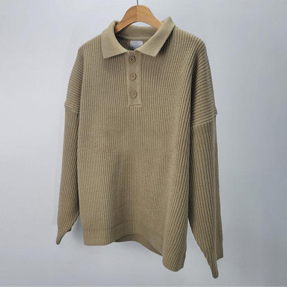 KNITTED BUTTON-UP SHIRT SWEATER