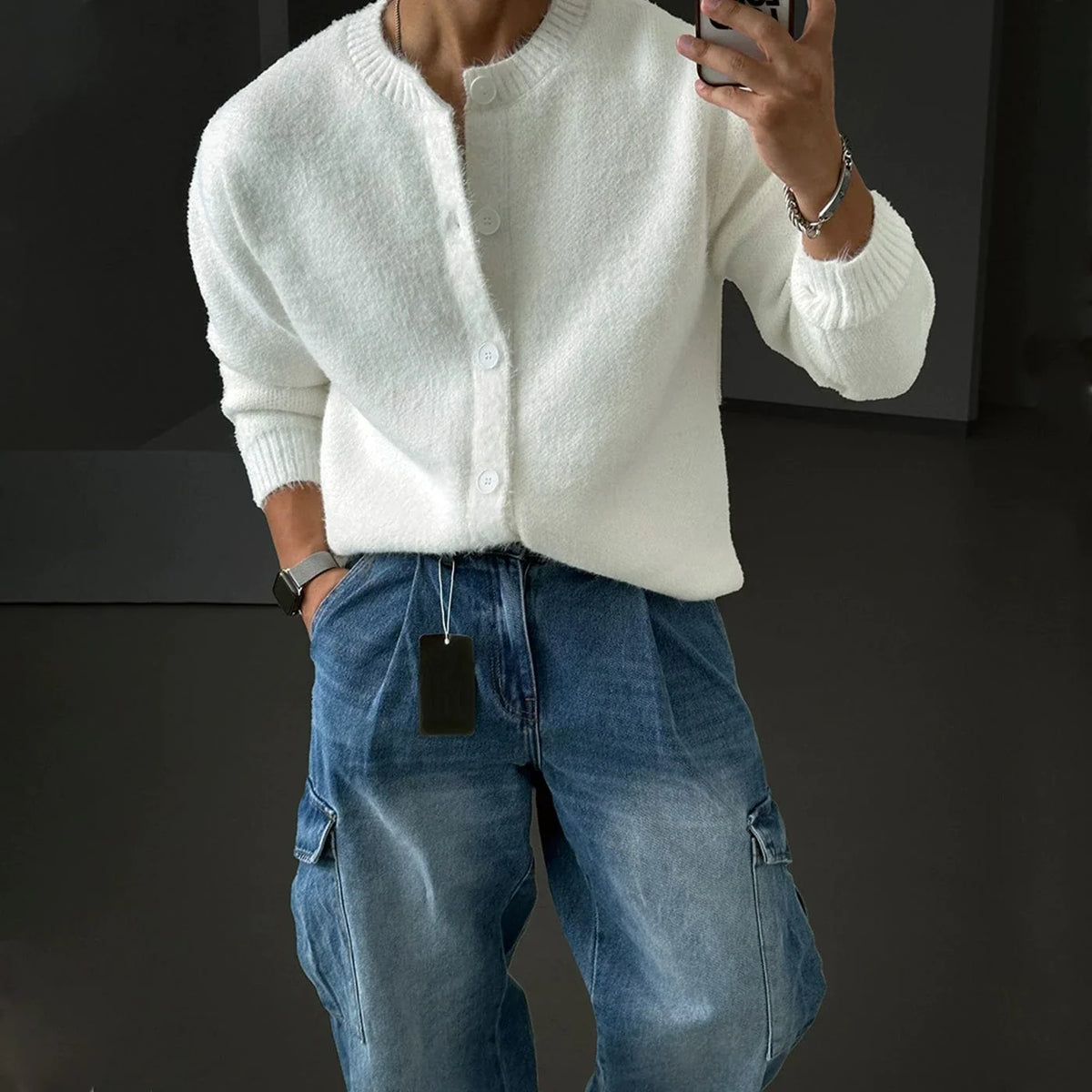 MOHAIR BUTTON-UP SWEATER CARDIGAN