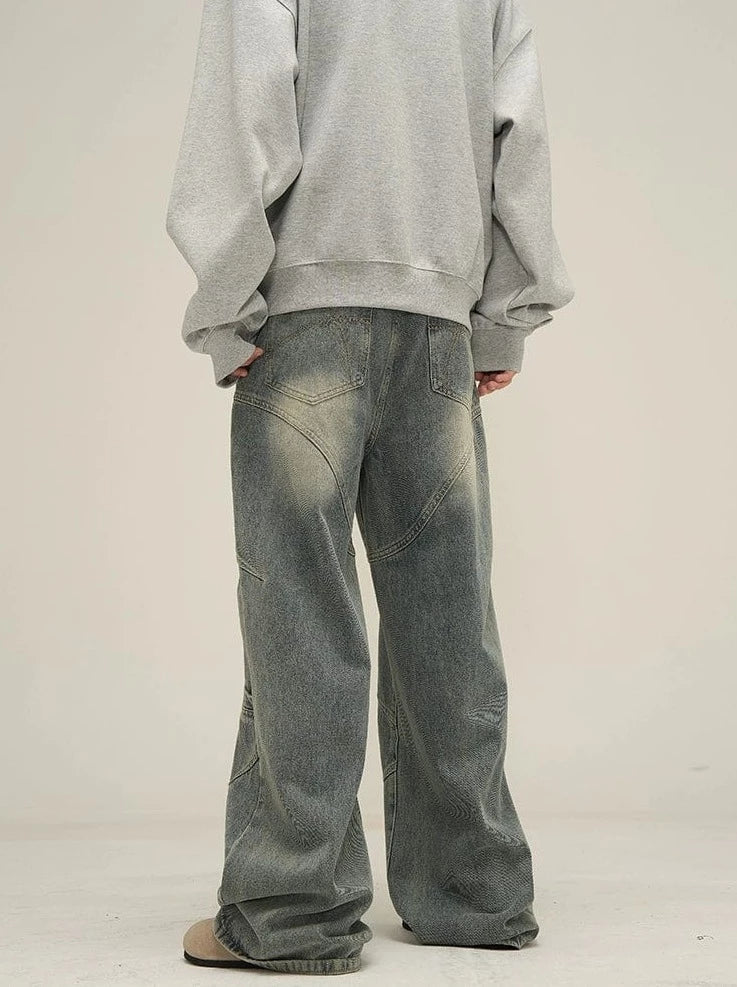 DECONSTRUCTED DENIM STRAIGHT JEANS