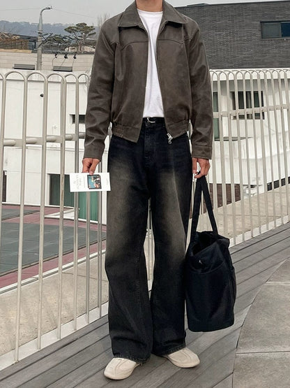 OLD BROWN RODEO LEATHER ZIP-UP JACKET