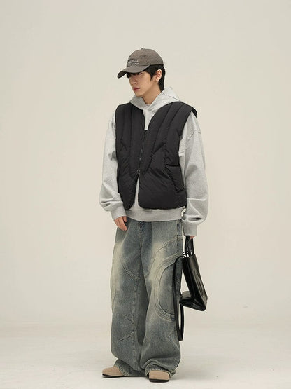 DECONSTRUCTED DENIM STRAIGHT JEANS