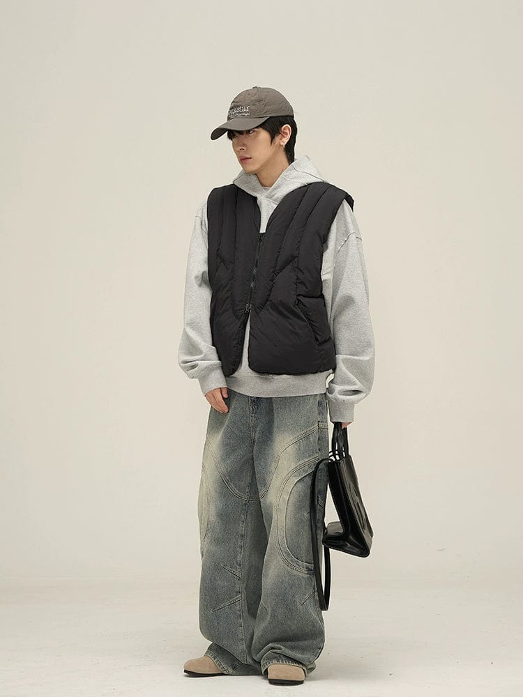 DECONSTRUCTED DENIM STRAIGHT JEANS