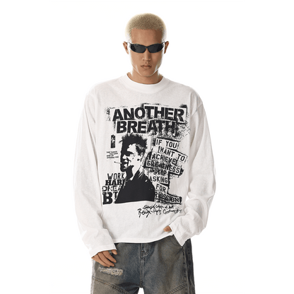 RT No. 32704 WHITE GRAPHIC PRINT LONGSLEEVE