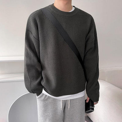 KNITTED PULLOVER ROUND NECK SWEATER