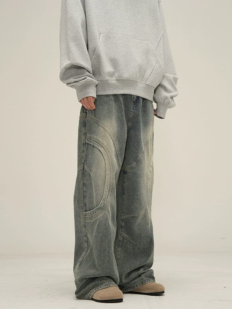 DECONSTRUCTED DENIM STRAIGHT JEANS
