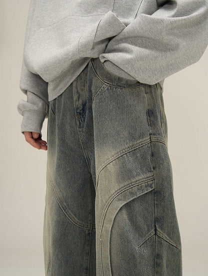 DECONSTRUCTED DENIM STRAIGHT JEANS