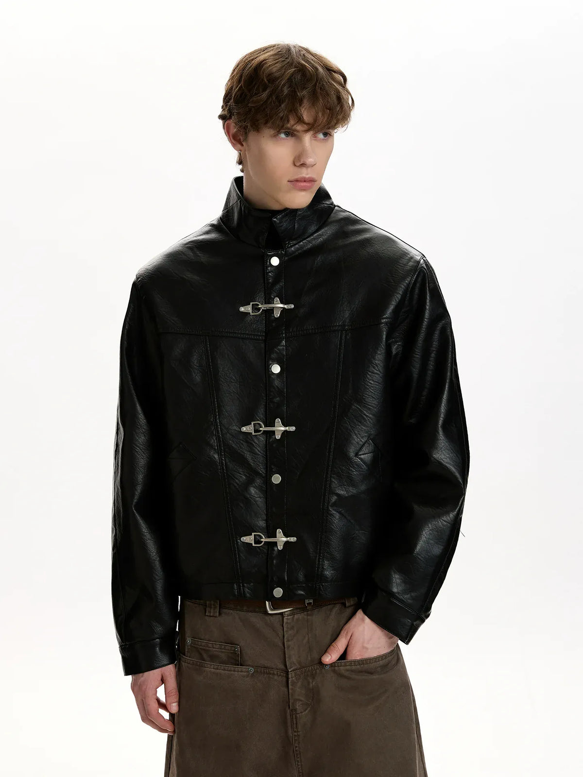 RT No. 50012 KNIGHT BUCKLE BOXY LEATHER JACKET