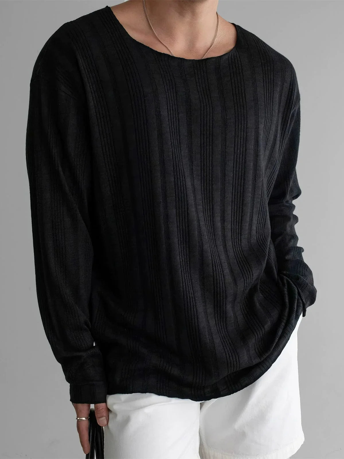 VERTICAL KNIT PULLOVER LONG SLEEVE