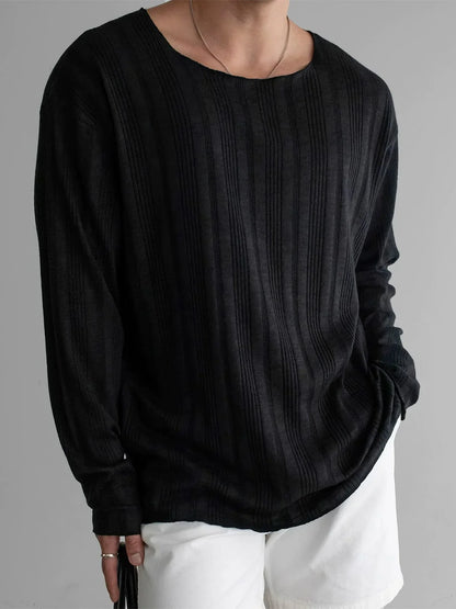 VERTICAL KNIT PULLOVER LONG SLEEVE