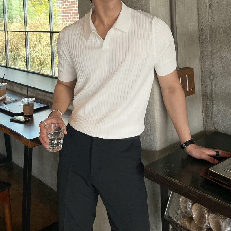 VERTICAL KNIT POLO SHORT SLEEVE