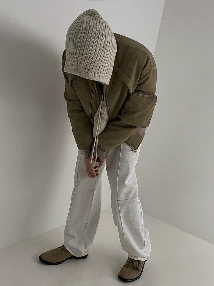 STRIPED KNITTED PULLOVER HOODIE