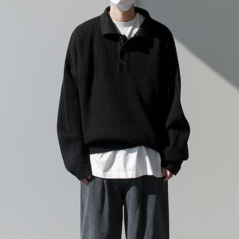 KNITTED BUTTON-UP SHIRT SWEATER