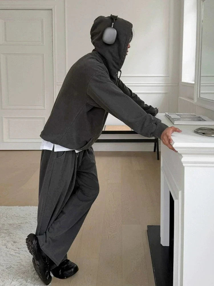 RT No. 25004 GRAY PULLOVER HOODIE & PLEATED SWEATPANTS