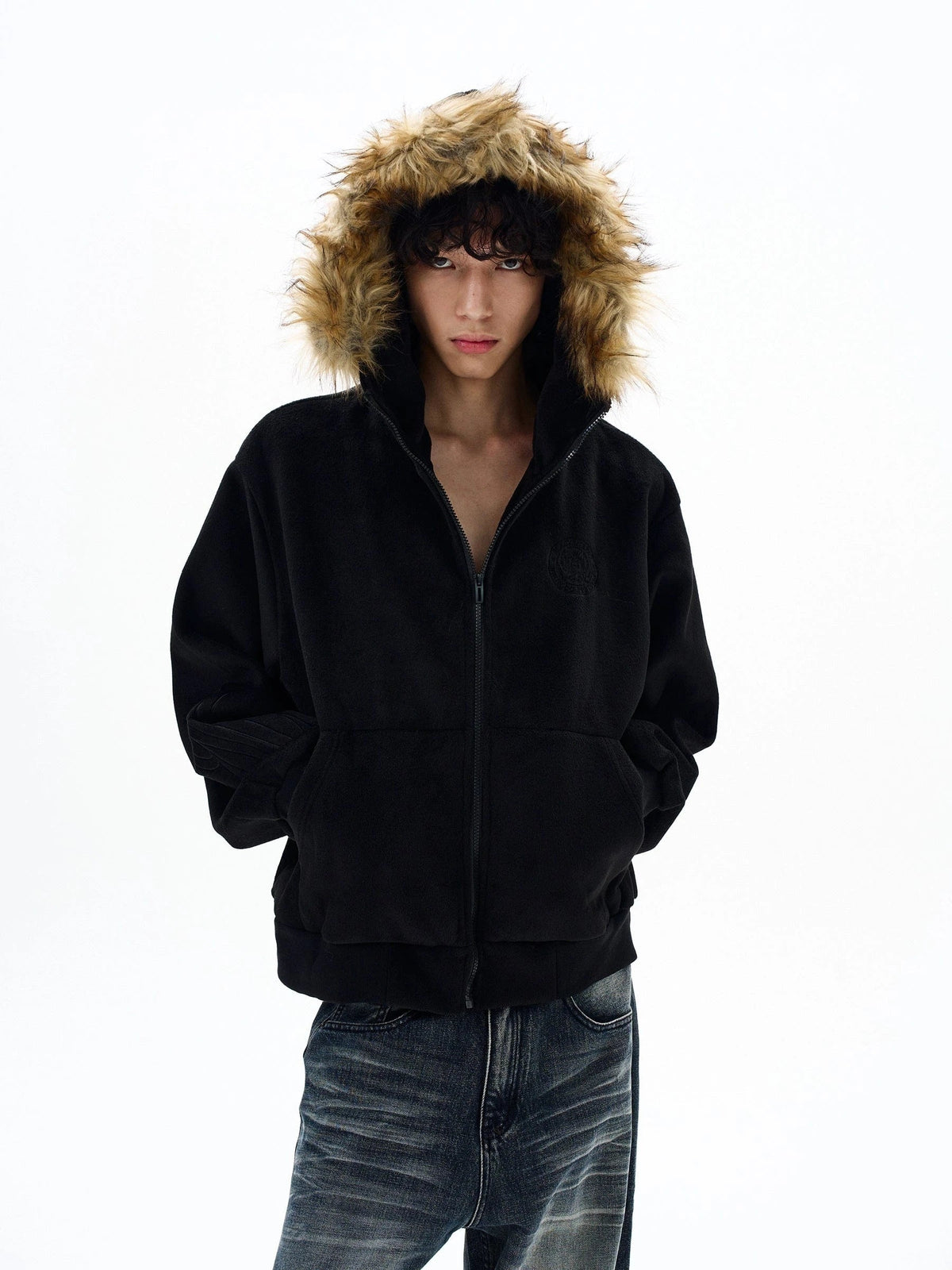 RT No. 32502 VELVET FUR ZIP HOODIE