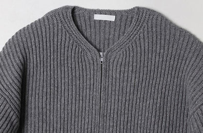 KNITTED ROUND-NECK CARDIGAN SWEATER