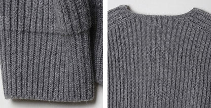 KNITTED ROUND-NECK CARDIGAN SWEATER